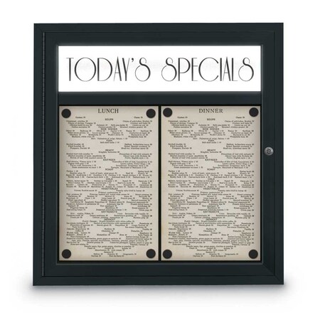 United Visual Products Sliding Door Indoor Enclosed Corkboard, 7 UV9003ACS-BLACK-APRICOT